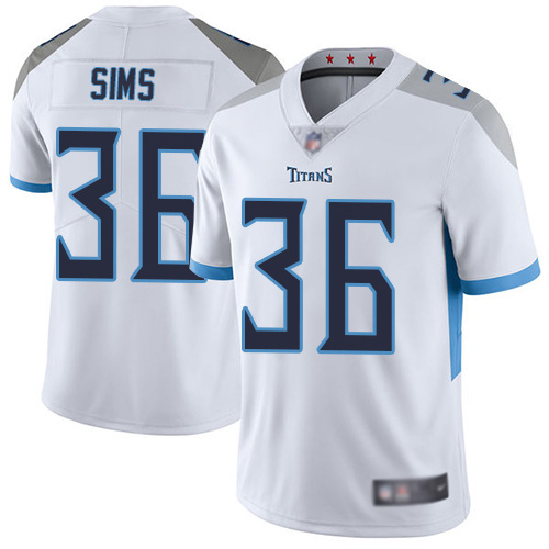 Tennessee Titans Limited White Men LeShaun Sims Road Jersey NFL Football #36 Vapor Untouchable->youth nfl jersey->Youth Jersey